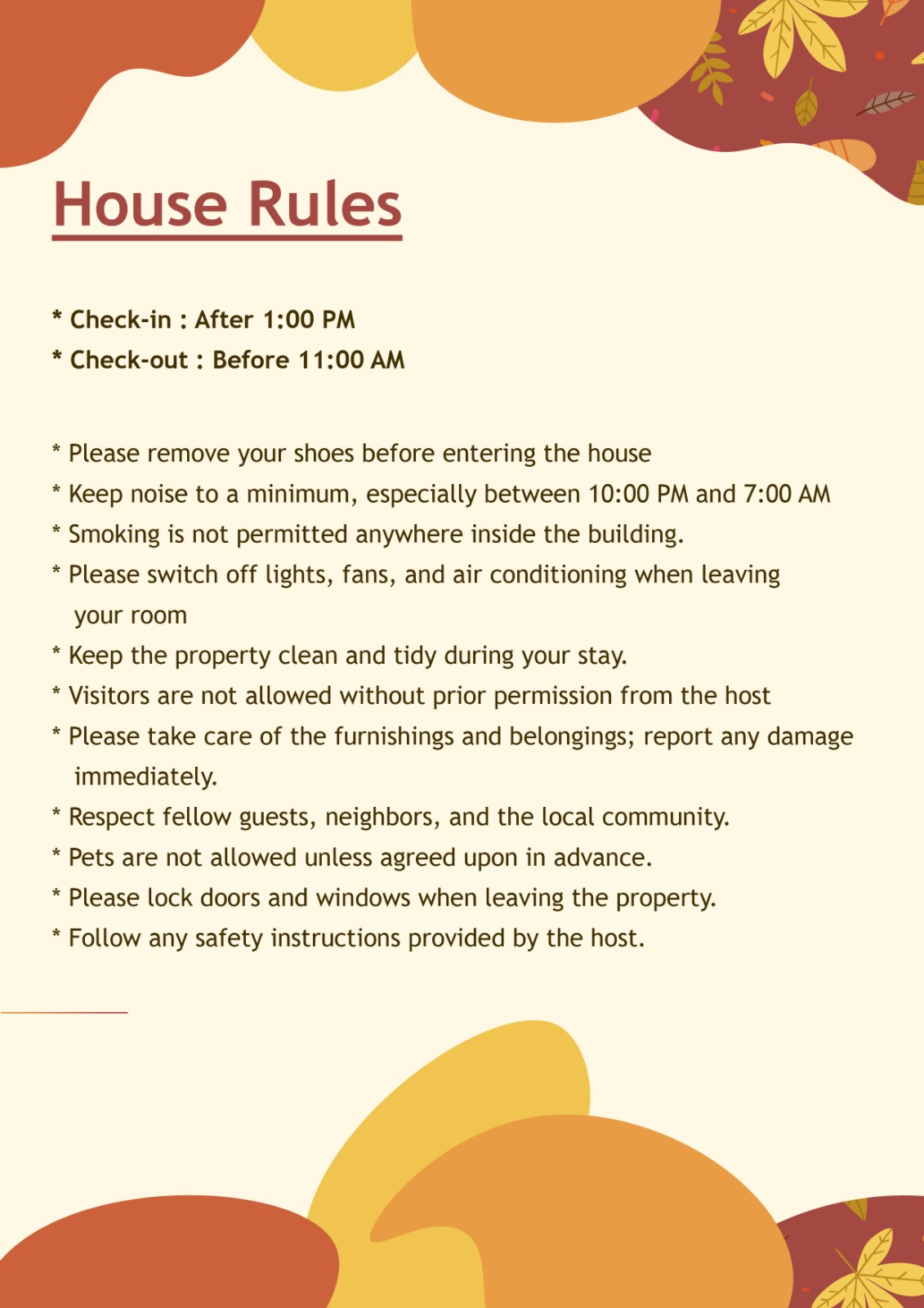 Lakeside Meadows House Rules